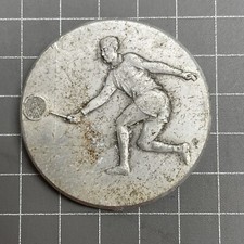 ORIGINAL RETRO VINTAGE Tennis Coin Token Trophy 1960s Boys Clifford Hall Sports