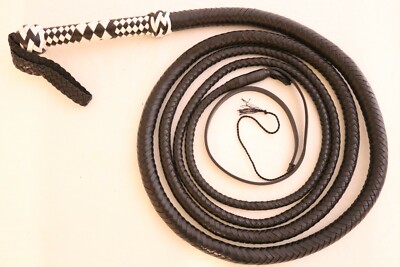 Genuine Leather 12 Feet Long Bull Whip, 12 Plaited BullWhip , Heavy Duty Whip