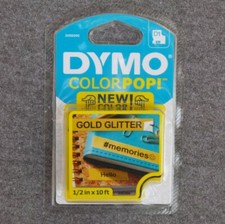 Dymo D1 COLORPOP Label Maker Tape 0.5" x 10 ft Black on Gold Glitter