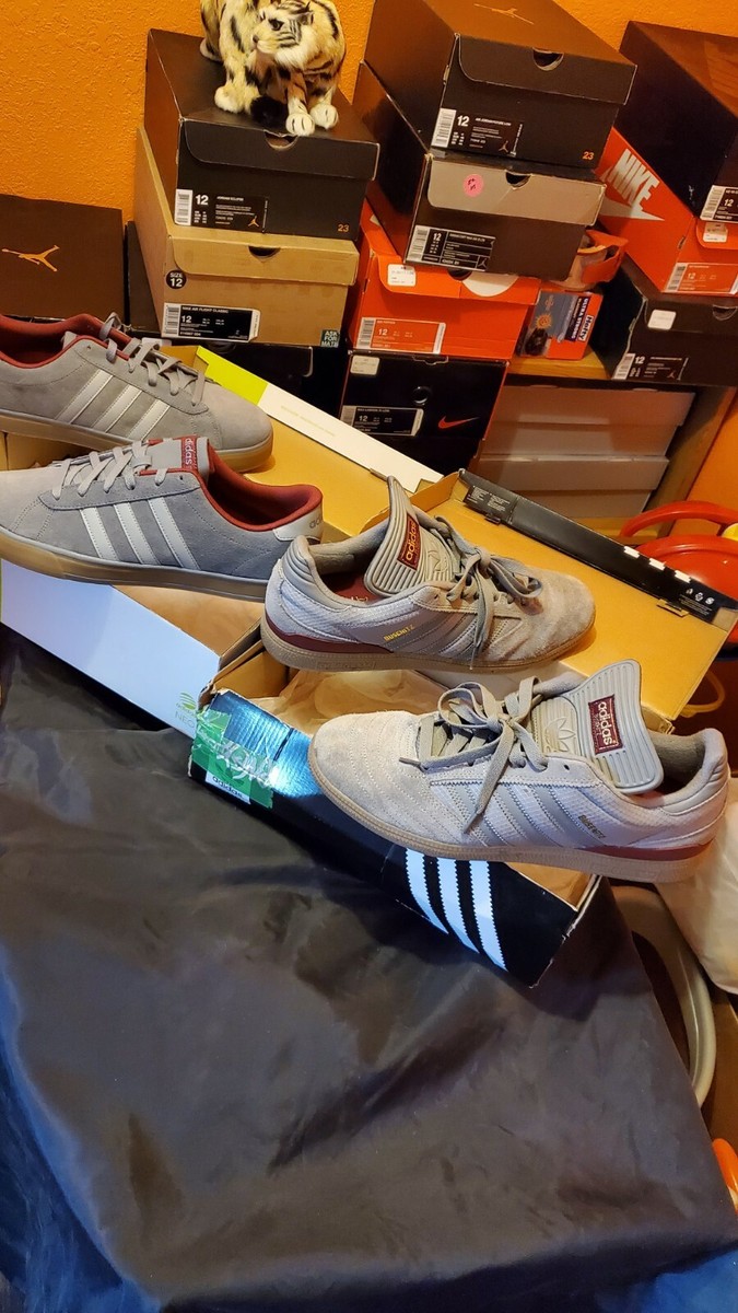 2) Pairs Adidas Shoes. Grey Suede, Maroon, and gum bottom. | eBay