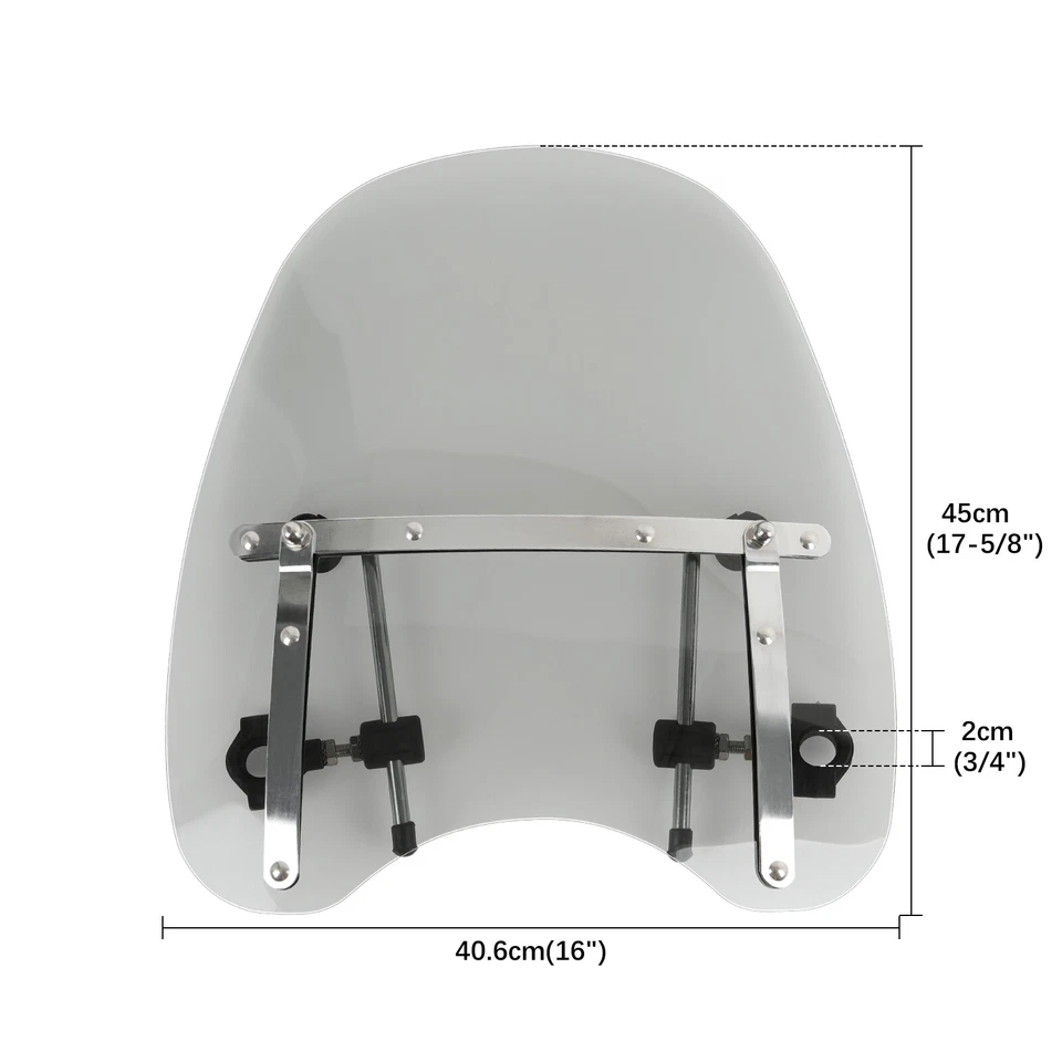 Smoke Windshield For Yamaha XT225 XT250 XT350 XT500 Virago 1" or 7/8'' Handlebar - Image 2 of 4