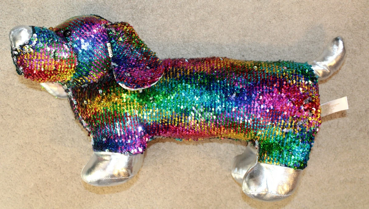 RAINBOW SEQUIN DACHSHUND DOG PLUSH 21
