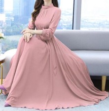 Women's Fashion Long Sleeve O-Neck Swing Dress Evening Prom Gown Long Maxi Dress