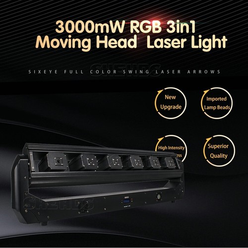 6 Eyes 500mW RGB 3in1 Moving Head Light Laser for DJ disco Club Bar Lamp - Picture 4 of 17