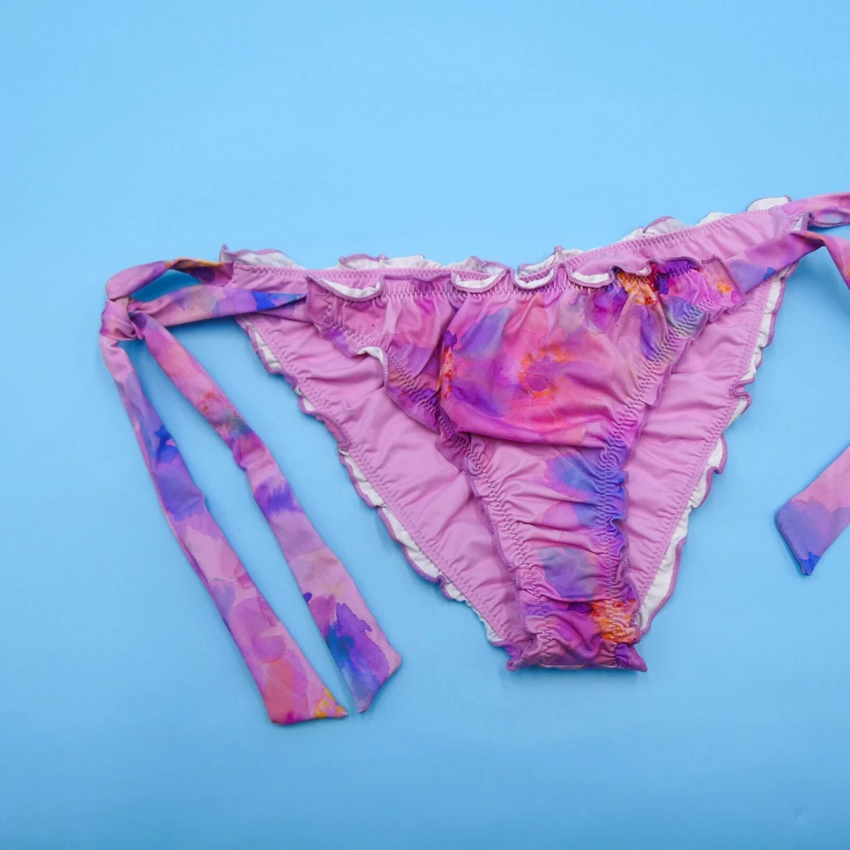 Frankies Bikinis Large Pink Side Tie Dye Brazilian Bikini Bottom Beach Swimwear - Image 2 of 4