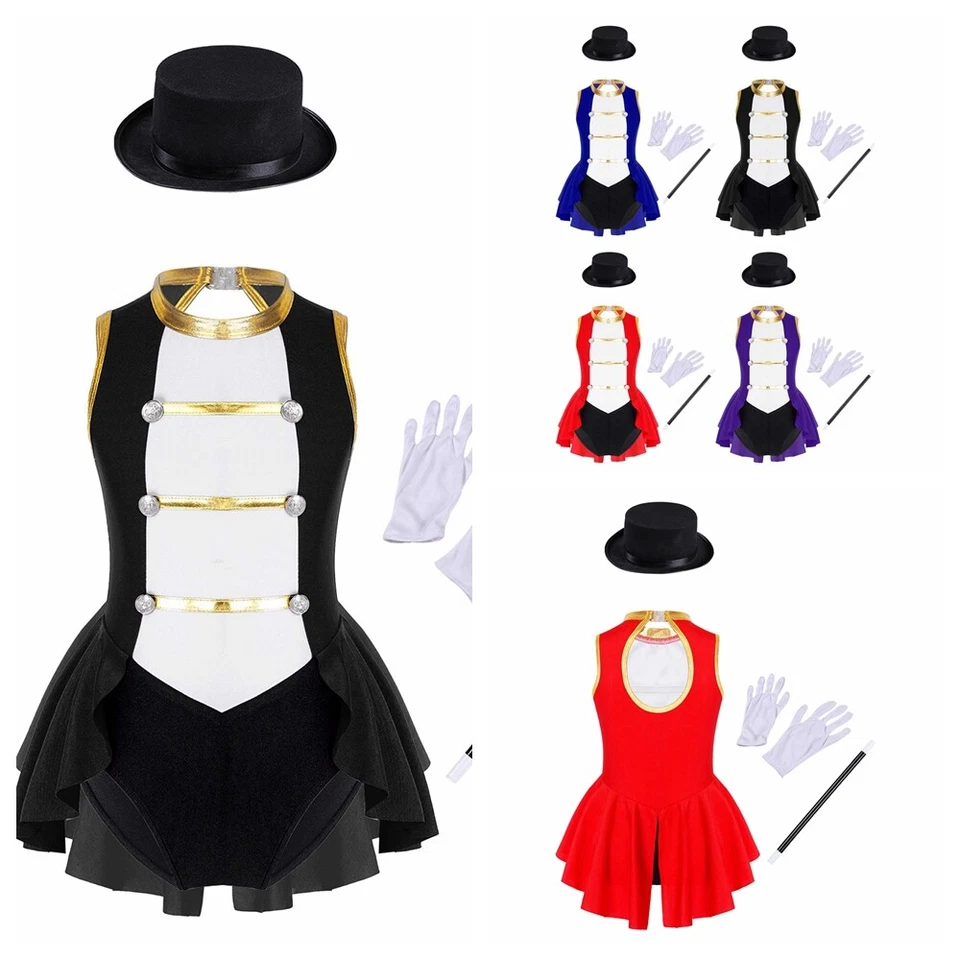Niñas Ringmaster Circo Fiesta Ropa Espectáculo de Magia Maquillaje Leotardo Vestidos Bautizo Foto 3 de 4