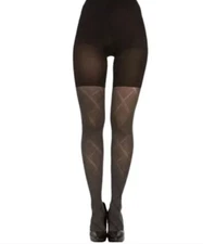 SPANX LOVE YOUR ASSETS Black Diamond REVERSIBLE SHAPING TIGHTS Size 4 BLACK LRG