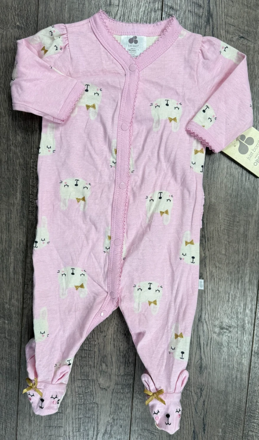 Baby Girl Clothes New Just Born Organic Newborn Pink Cat Footed Outfit