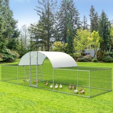 Metal Chicken Coop Outdoor Metal Walk-in Poultry Cage with Cover 23x6.6x6.6ft