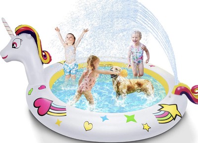 91  Inflatable Unicorn Sprinkler Pool / Splash Pad for Kids / Dogs / Summer Fun
