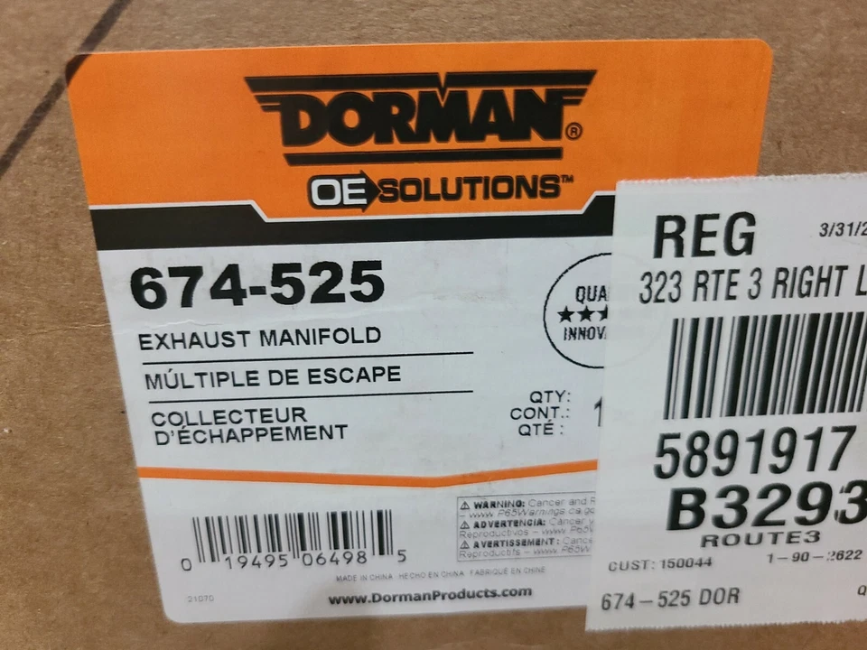 674-525 Dorman Kit Colector Escape Pasajero Lado Derecho Nuevo para Chevy Mano Derecha Foto 2 de 3