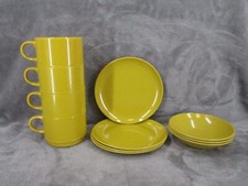 Melmac Coffee Cup Saucer Plate Bowl Set Musta...