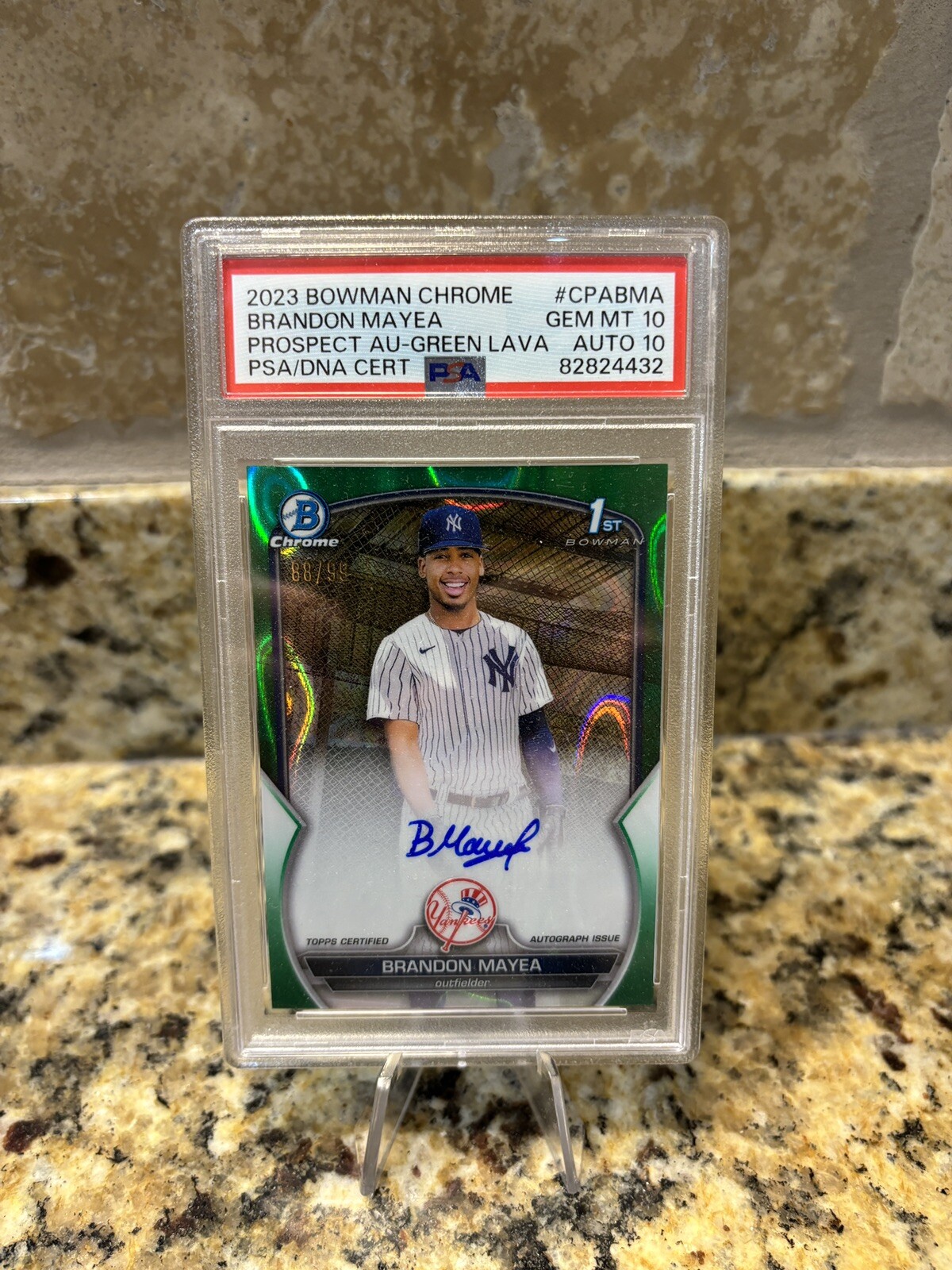 2023 Bowman Chrome 1st Brandon Mayea Auto Green Lava /99 PSA/DNA Dual 10🔥
