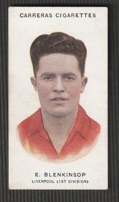 CARRACES Tobacco London Kleingedruckter berühmter Fußball 1934 LIVERPOOL E Blenkinsop 