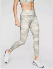 EUC Athleta Camo Contender 7/8 Tights, Zip Pockets White Tan  405480, SMALL
