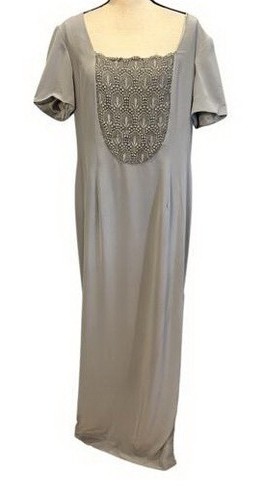 Jill Paige Originals Silver Gray Crepe Lace Rhinestone Gown With Jacket 18 $329 - Picture 6 of 7