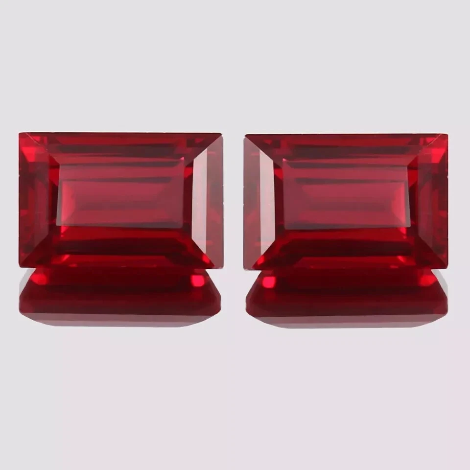 Par de piedras preciosas sueltas certificadas corte baguette Mozambique de 80 quilates rubí rojo natural Foto 4 de 4