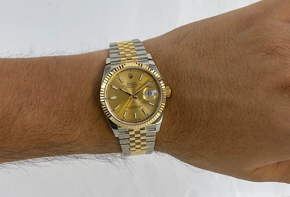 Reloj Rolex Datejust 36 oro amarillo/acero esfera champán para hombre '18+ 126233 Foto 4 de 4