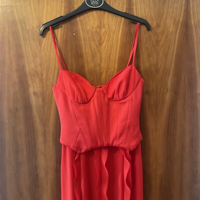strapless open back dress Rent Oh Polly Munira Embellished Plunge Midaxi Dress in Crimson Red main image 1