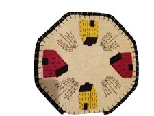 *KIT AND PATTERN* Primitive Candle Mat-Woolfelt Saltbox House 11"