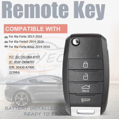 2013 - 2016 Kia Forte Remote Flip Key OSLOKA-870T 95430-A7400  Non Transponder 182282 - Foto 5