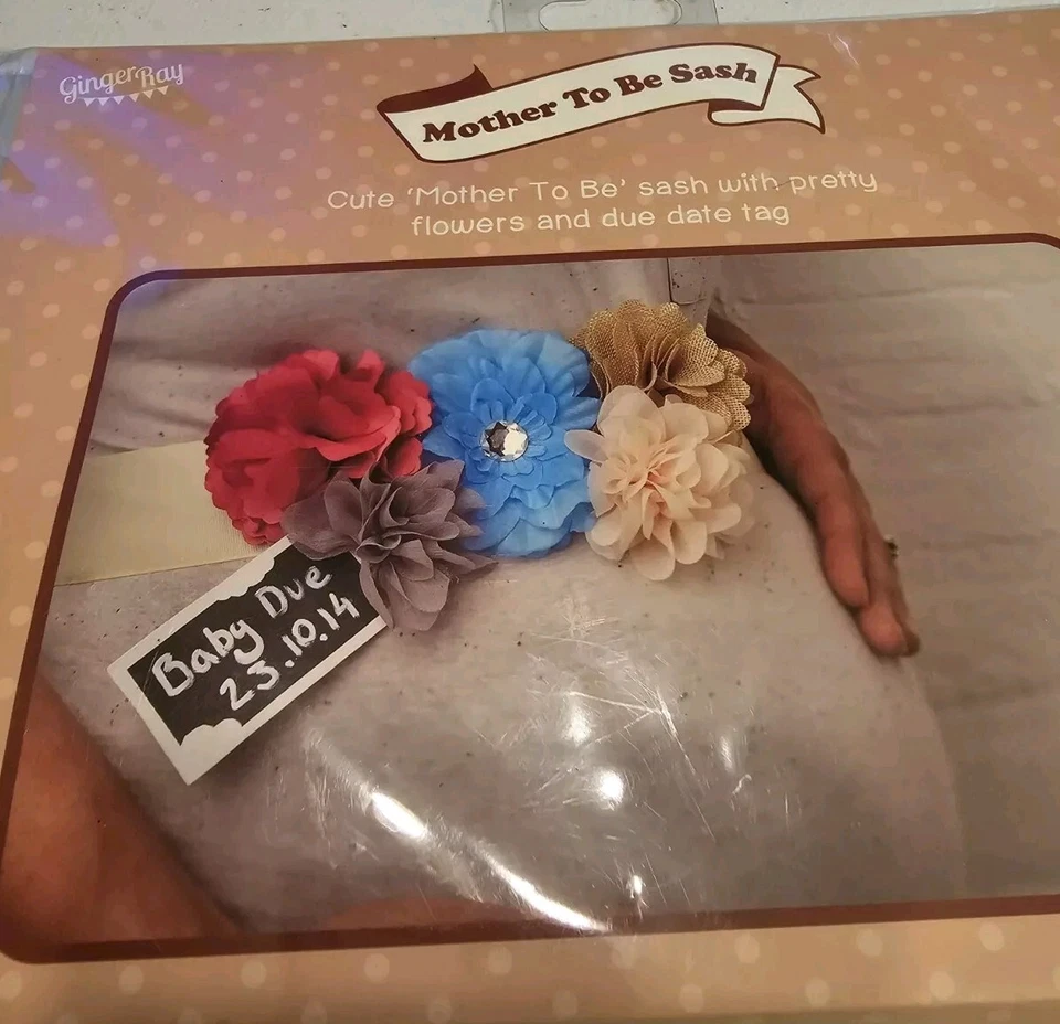 Faja madre raya jengibre para baby shower decoraciones para mamá Foto 4 de 4