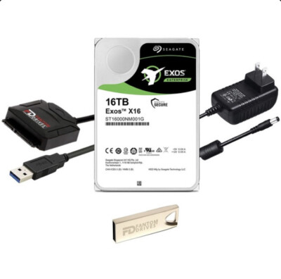 Fantom Drives 16 TB Internal Hard Dr. Upgrade Kit With Seagate Exos X16, 7200RPM