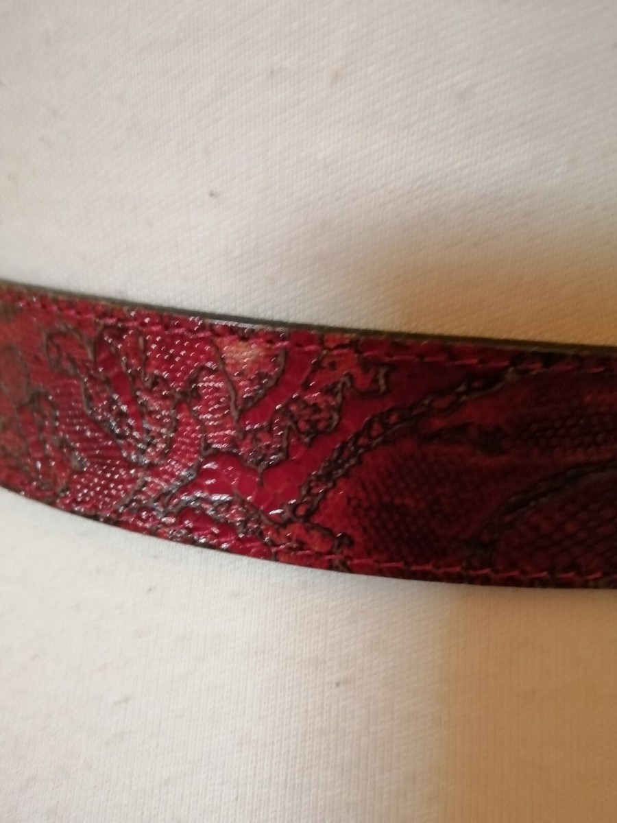 Ceinture Vintage VENTILO En Cuir Brique, Taille 75 Cm, Avec Dentelle, Pour Femme, D'occasion