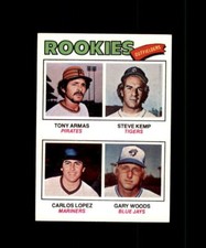1977 TOPPS BASEBALL CARD #492 ROOKIE OUTFIELDERS TONY ARMAS,KEMP,LOPEZ,WOODS