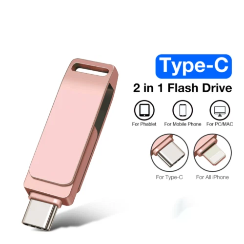 3 in 1 USB 3.0 Flash Drive TYPE-C Penna Stick Foto Esterno per iPhone iPad Samsung - Immagine 3 di 4