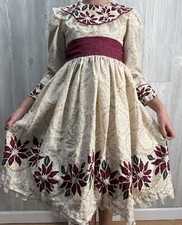 Vtg Daisy Kingdom poinsettia Holiday Christmas dress size 5 Handmade