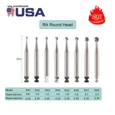 1-10 Dental RA #1-8 Round Carbide Bur for Slow Speed Latch Type #1-8 RA Burs