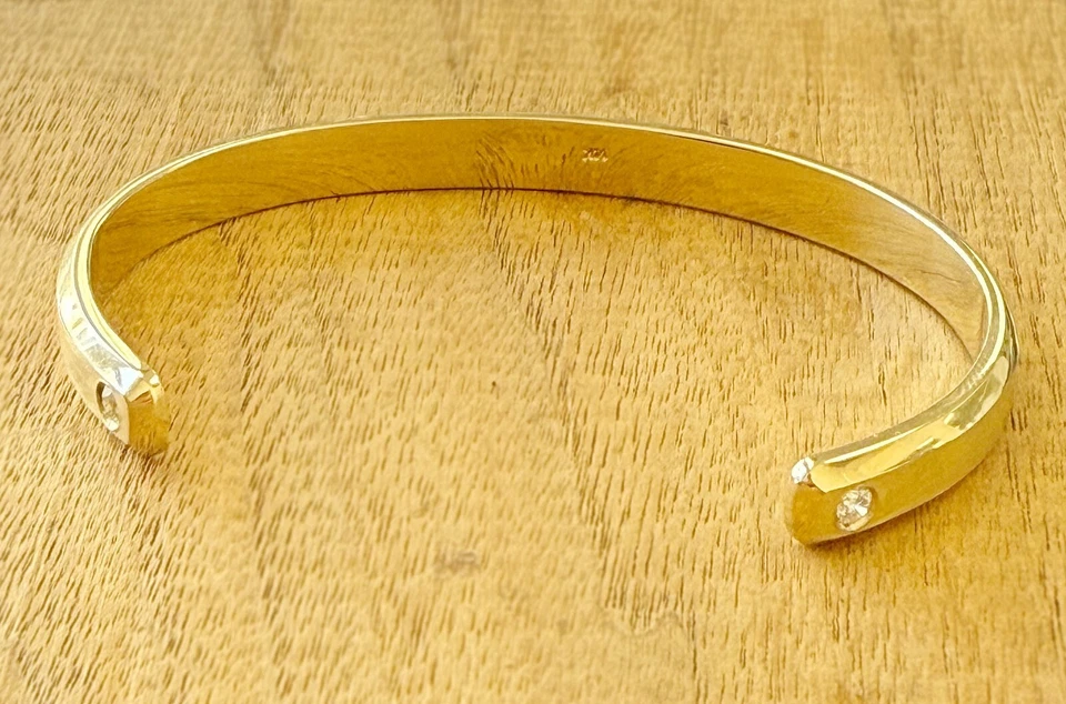 Bracelete de punho 6 mm largura bordas de faca sólido pesado 14K branco amarelo ou ouro rosa masculino - Imagem 4 de 4