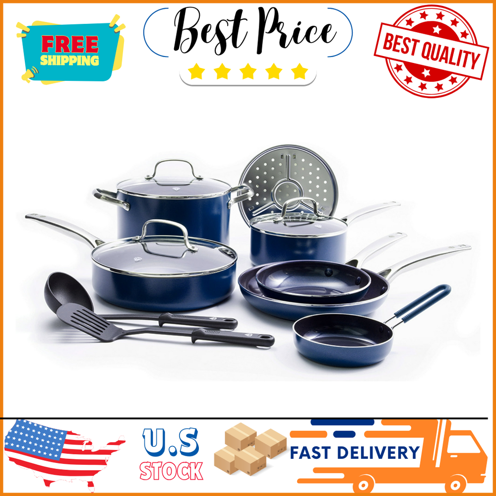 Blue Diamond 12-Piece Toxin-Free Ceramic Nonstick Pots and Pans Cookware Set