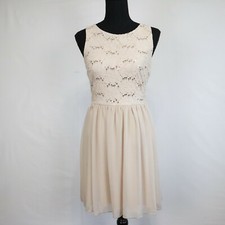Speechless Dress Womens 7 Pleated Formal Party Beige Lace Floral Sleeveless