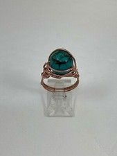 Handmade  Copper Wire Wrap  Turquoise Ring Size 8  76