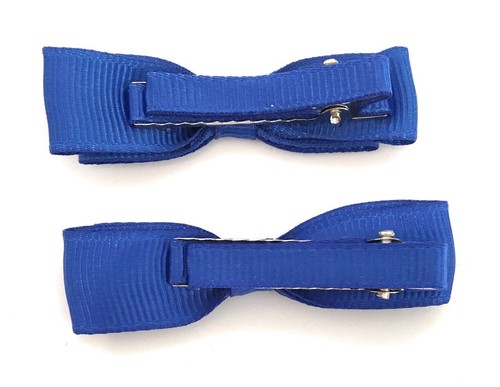 Pair of Girls Kids Small Hair Bow Clips Slides Gripes - School Uniform Colours - Picture 4 of 20