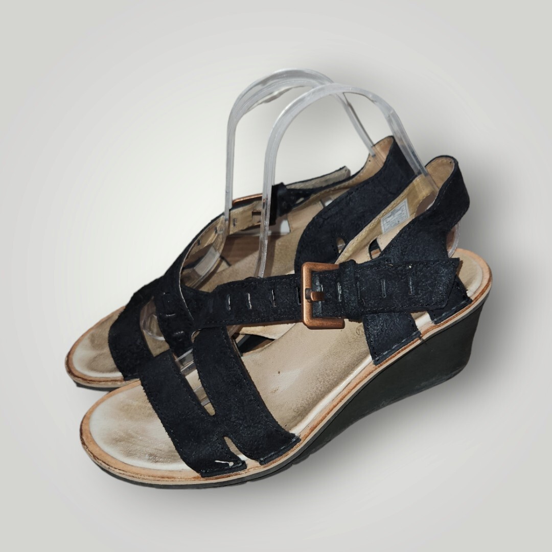 9 sandali donna Merrell Sirah reticolo cinturino nero zeppa comfort pelle J21950