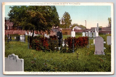 The Grave Of Barbara Fritchie Frederick MD Cemetery C1920s Postcard Y19