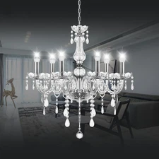 Modern 6 Light Crystal Chandelier Elegant Pendant Fixture Ceiling Lighting