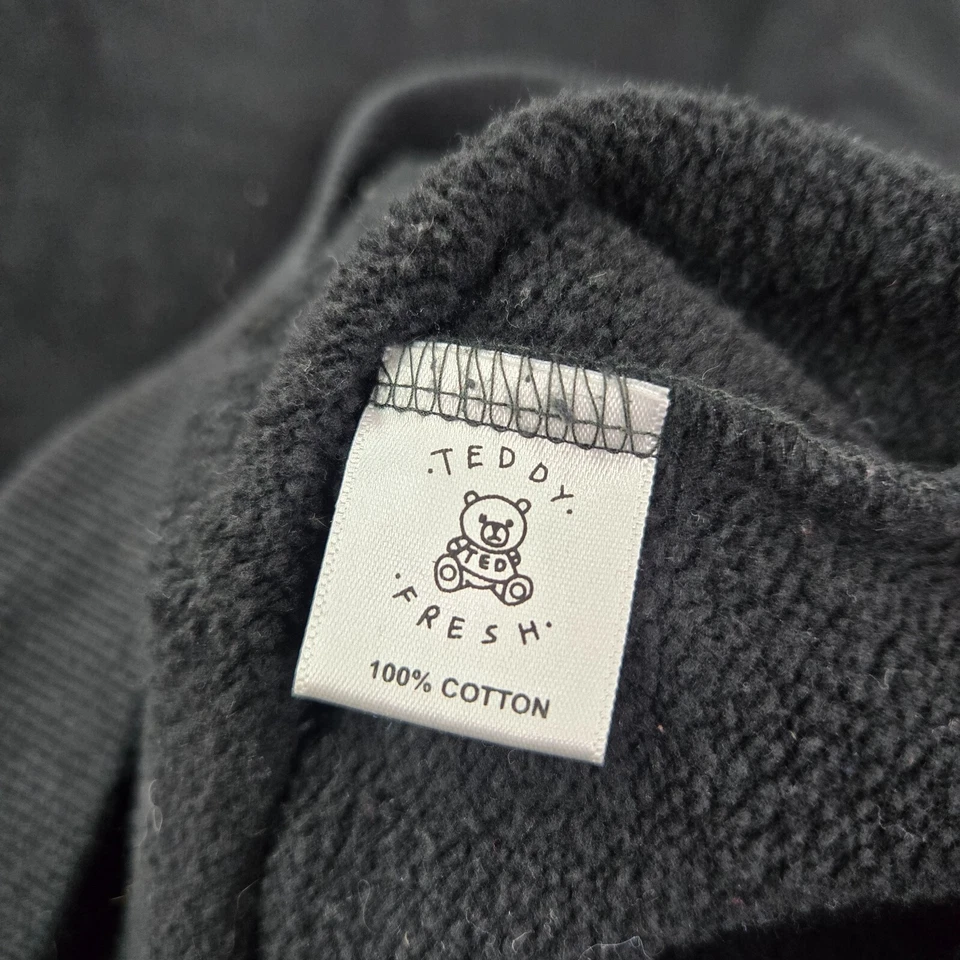 Sudadera Teddy Fresh Hombre XL Negra Sudadera con Capucha Logo Bordado Pullover Foto 3 de 4