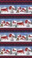 Christmas Fabric | Farmstead Friends Red Barn Stripe | Northcott YARD