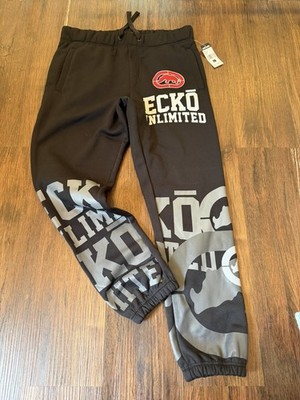 Ecko Unltd Jogger Sweatpants Men s Size L Black Graphic Logo Drawstring NWT