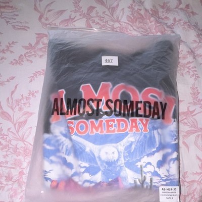ALMOST SOMEDAY Horizon Vintage Black Fleece Hoodie Graphic Print Men's S