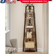 5-Tier Corner Shelf Space Saving Storage Ladder Bookshelf Heavy Duty Design New