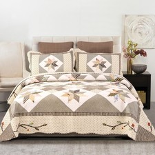 Yayiday Quilts Queen Size Patchwork Bedspread Set - 100 Cotton Reversible