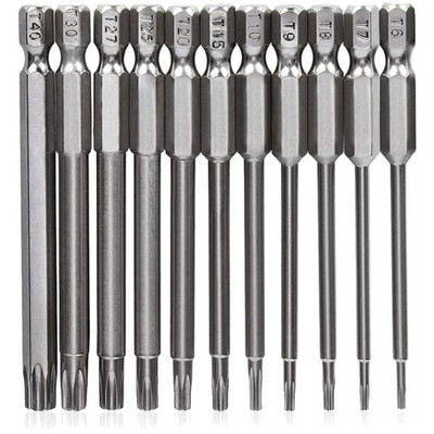Torx Bits Schraubendreher Set Magnetisch S2 Stahl 1/4 Zoll T6 T40 11 Stück