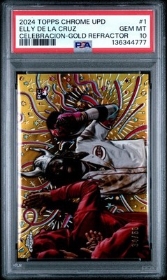 2024 Topps Chrome Update #1 Elly De La Cruz - Celebracion Gold - 34/50 - PSA 10