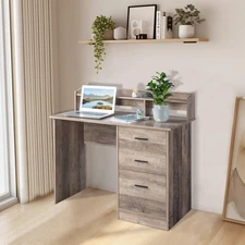 Computer Desk PC Laptop Table Office Writing Table w/ 3 Drawers Stora and Shelf