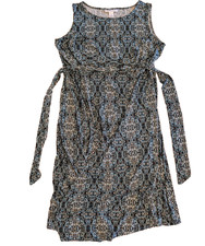 Motherhood Maternity Blue Midi Sleeveless Dress Stretch Bohemian Geometric Sz L